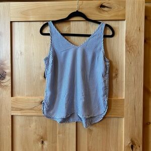 Old Navy Stripe V-Neck Tank Top, Blue and White, Size Small